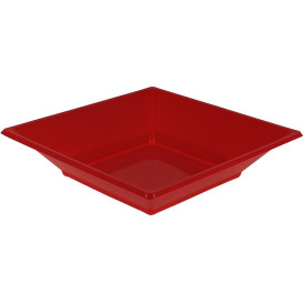 Viereckiger Plastikteller Tief  Rot 170mm (5 Stück)