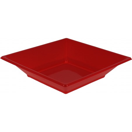 Viereckiger Plastikteller Tief Rot 170mm (25 Stück)