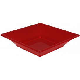 Viereckiger Plastikteller Tief Rot 170mm (750 Stück)