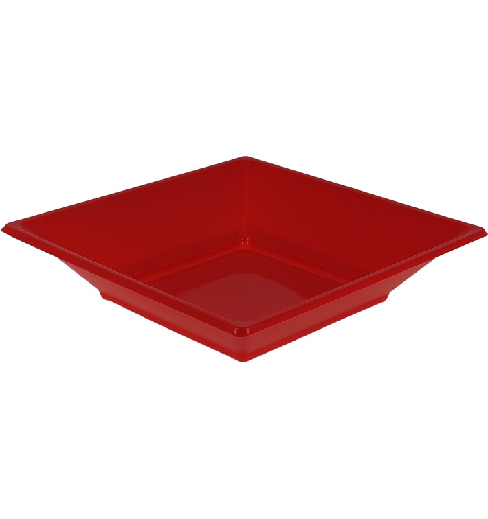 Viereckiger Plastikteller Tief Rot 170mm (750 Stück) Viereckiger Plastikteller Tief Rot 170mm (750 Stück)