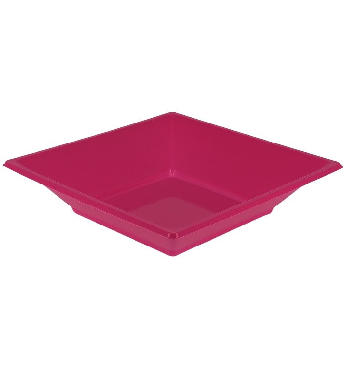 Viereckiger Plastikteller Tief Pink 170mm (5 Stück) Viereckiger Plastikteller Tief Pink 170mm (5 Stück)