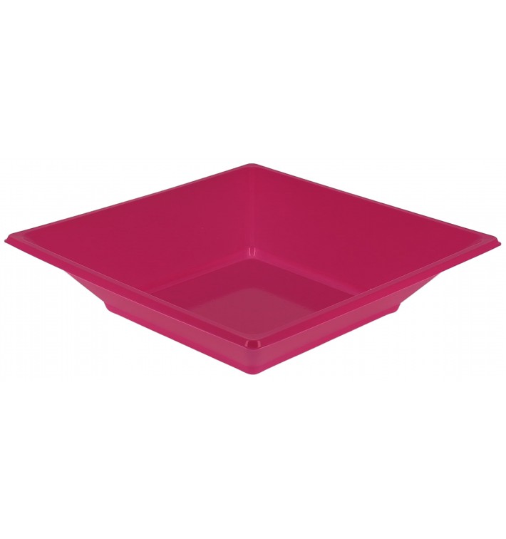 Viereckiger Plastikteller Tief Pink 170mm (25 Stück)