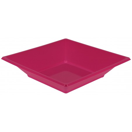 Viereckiger Plastikteller Tief Pink 170mm (25 Stück)