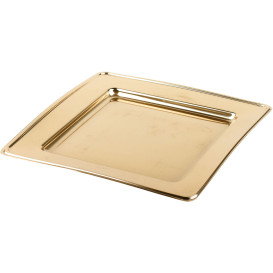 Plastikteller PET Quadratisch Gold 18cm (6 Stück)