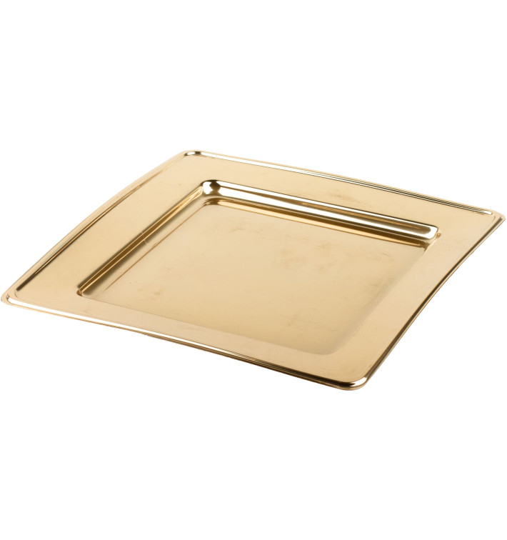 Plastikteller PET Quadratisch Gold 18cm (6 Stück) Plastikteller PET Quadratisch Gold 18cm (6 Stück)