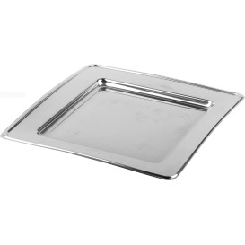 Plastikteller PET Quadratisch Silber 18cm (180 Stück)