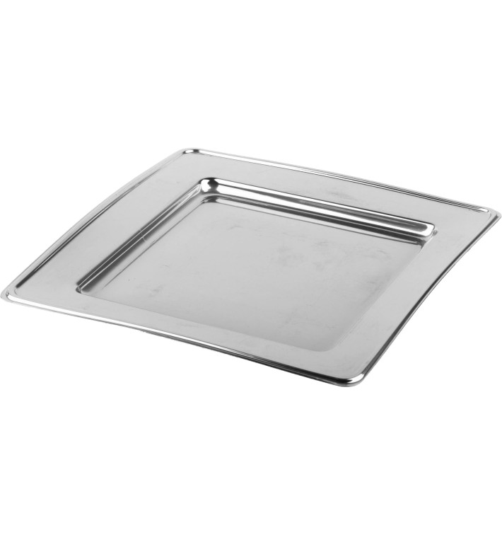 Plastikteller PET Quadratisch Silber 24cm (6 Stück) Plastikteller PET Quadratisch Silber 24cm (6 Stück)