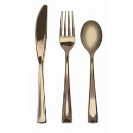 Besteckset aus  Gabel, Messer und Löffel Gold metallisierte (1 Set)