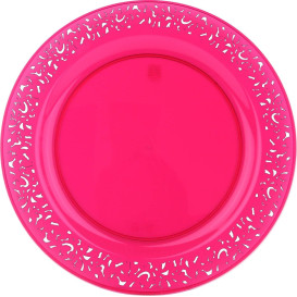 Plastikteller rund extra Stark "Mandala" himbeer 19cm (88 Stück)