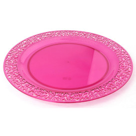 Plastikteller rund extra Stark "Mandala" himbeer 19cm (88 Stück)