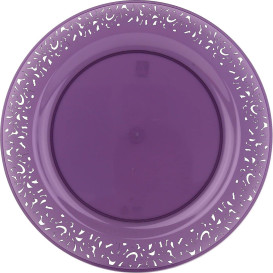 Plastikteller rund extra Stark "Mandala" Aubergine 19cm (88 Stück)