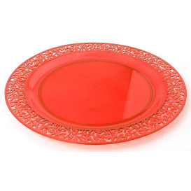 Plastikteller rund extra Stark "Mandala" Orange 19cm (4 Stück)