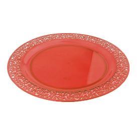 Plastikteller rund extra Stark "Mandala" Orange 23cm (4 Stück)