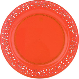 Plastikteller rund extra Stark "Mandala" Orange 23cm (4 Stück)