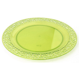 Plastikteller rund extra Stark "Mandala" Grün 19cm (4 Stück)