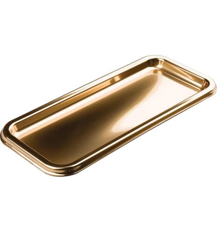 Plastikplatte rechteckig Gold 35x16cm (5 Stück)