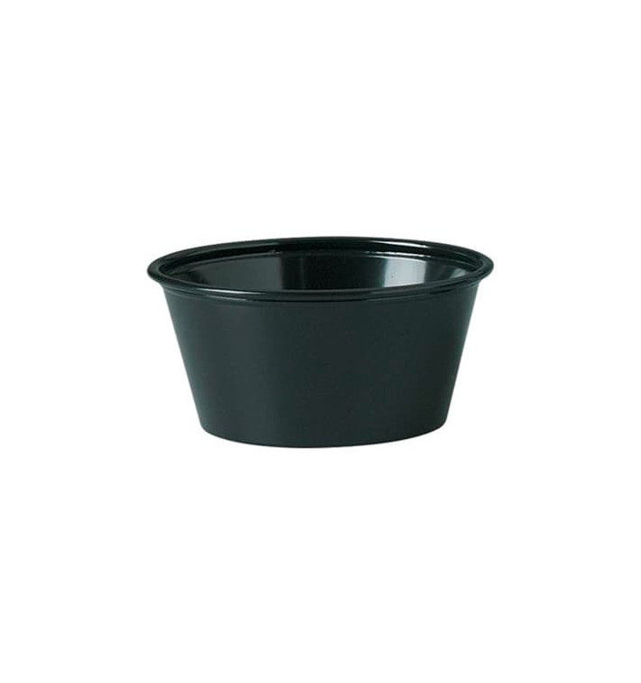 Dressingbecher Plastik PP für Soβen Schwarz 100ml Ø73mm (2.500 Stück) Dressingbecher Plastik PP für Soβen Schwarz 100ml Ø73mm (2.500 Stück)