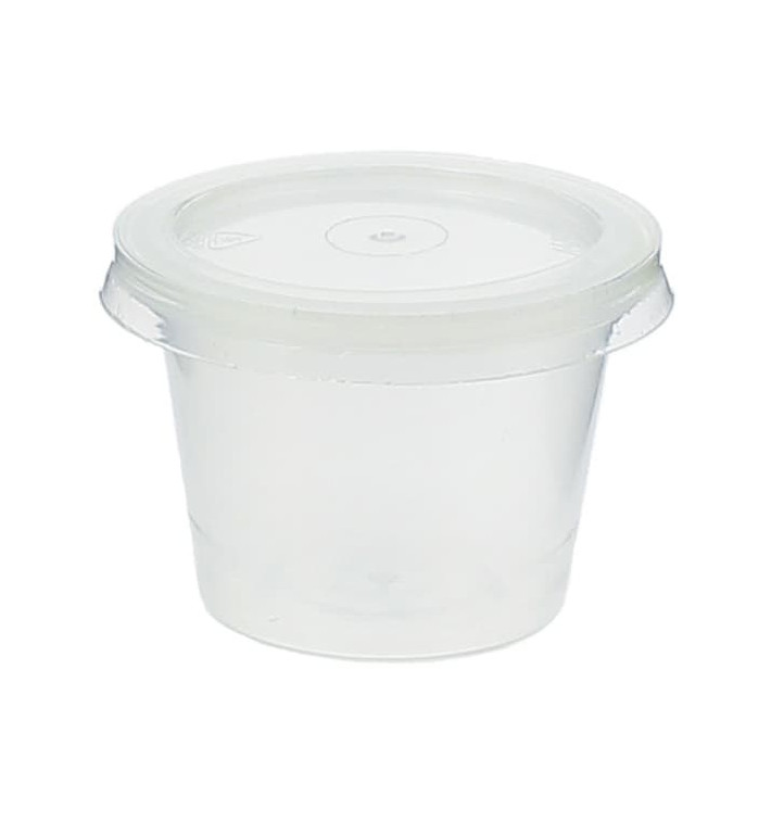 Dressingbecher für Soβen mit Deckel 33ml (100 Stück) Dressingbecher für Soβen mit Deckel 33ml (100 Stück)