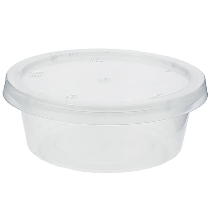 Dressingbecher für Soβen mit Deckel 85ml (100 Stück) Dressingbecher für Soβen mit Deckel 85ml (100 Stück)