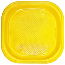 Plastikteller PS Platz flach Gelb 200x200mm (720 Stück)
