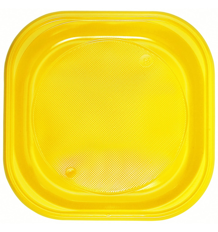 Plastikteller PS Platz flach Gelb 200x200mm (720 Stück) Plastikteller PS Platz flach Gelb 200x200mm (720 Stück)