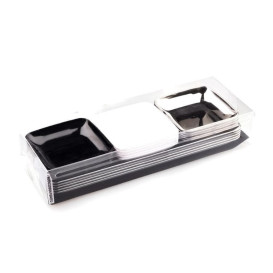 Set aus Plastiktellern und Plastiktabletts für Häppchen (1 Set)