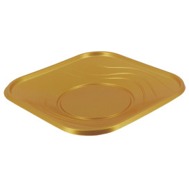 Plastikteller PP "X-Table" Platz flach Gold 180mm (120 Stück)