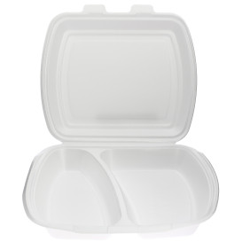 Verpackung Menübox Styropor weiß 2-geteilt (125 Stück)