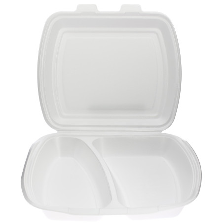 Verpackung Menübox Styropor weiß 2-geteilt (125 Stück)