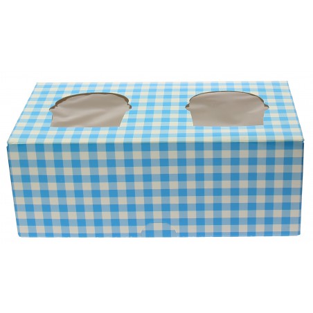 Cupcake Box für 2 Cupcakes 19,5x10x7,5cm blau (160 Stück)