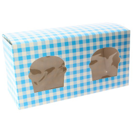 Cupcake Box für 2 Cupcakes 19,5x10x7,5cm blau (20 Stück)