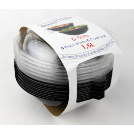 Plastikschale Schwarz + Deckel 1500ml Ø230mm (30 Stück)