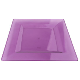 Viereckiger Plastikteller extra hart Aubergine 20x20cm (88 Stück)