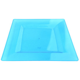 Viereckiger Plastikteller extra hart türkis 20x20cm (4 Stück)