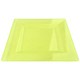 Viereckiger Plastikteller extra hart Grün 20x20cm (4 Stück)