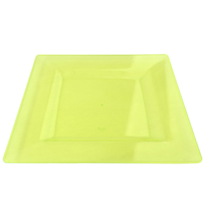 Viereckiger Plastikteller extra hart Grün 20x20cm (4 Stück) Viereckiger Plastikteller extra hart Grün 20x20cm (4 Stück)