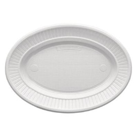 Plastikteller PS Oval flach weiß (100 Stück)