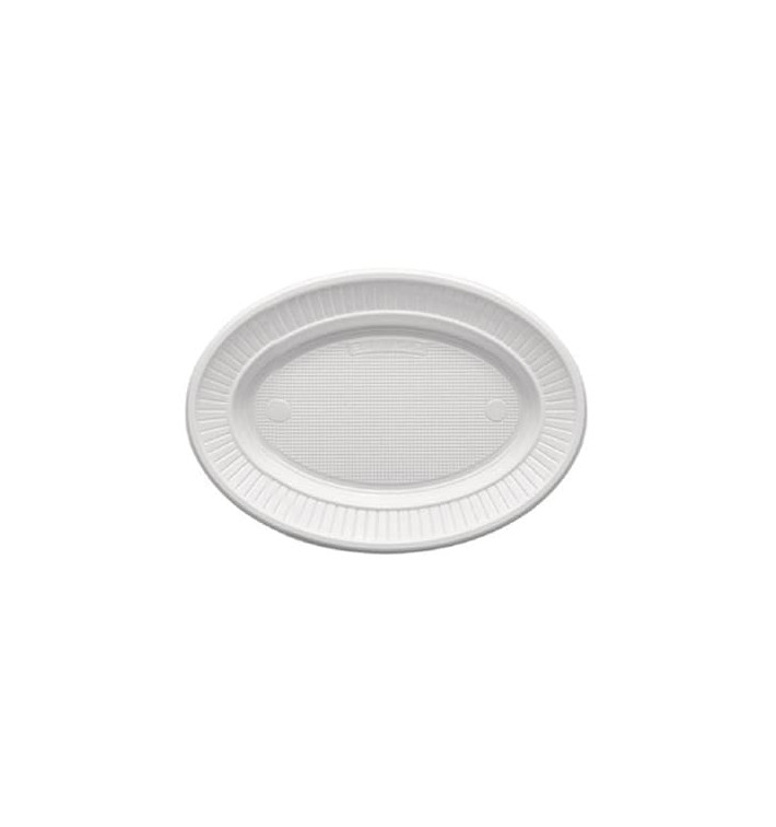 Plastikteller PS Oval flach weiß (100 Stück)