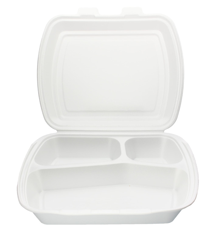 Verpackung Menübox Styropor weiß 3-geteilt (50 Stück) Verpackung Menübox Styropor weiß 3-geteilt (50 Stück)