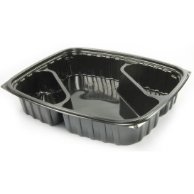 Behälter aus Plastik OPS "Clear Pac" 3-Geteilt Diagonal Schwarz 887ml (252 Stück)