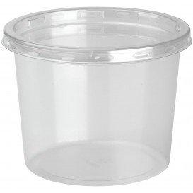 Behälter aus Plastik rPET DeliLite mit Deckel 13,2 Oz/374ml (500 Stück)