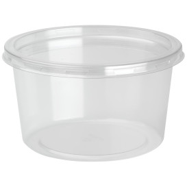 Behälter aus Plastik rPET DeliLite mit Deckel 19,4 Oz/550ml  (300 Stück)
