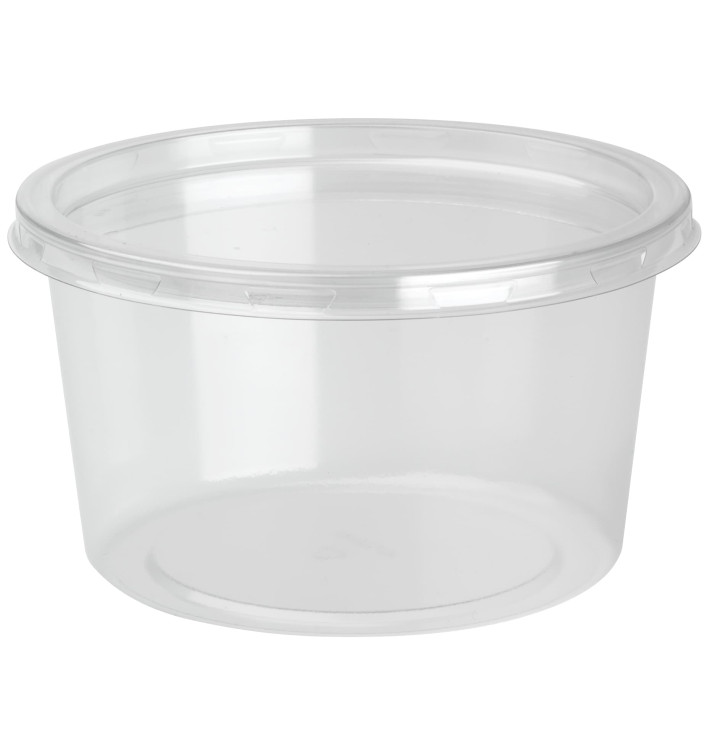 Behälter aus Plastik rPET DeliLite mit Deckel 19,4 Oz/550ml (300 Stück) Behälter aus Plastik rPET DeliLite mit Deckel 19,4 Oz/550ml (300 Stück)