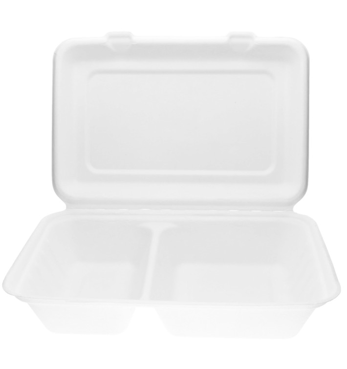 Burger-Box 2-geteilt Zuckerrohr 320x240x50mm (50 Stück)