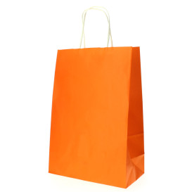 Papiertüten Orange mit Henkeln 20+10x29cm (50 Stück)