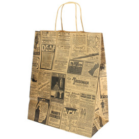 Papiertüten Kraft Times mit Henkeln 26+14x32cm (250 Stück)