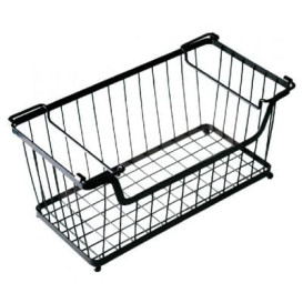 Stapelpbarer Korb mit Griif Stahl Schwarz 330x275x227mm (1 Stück)