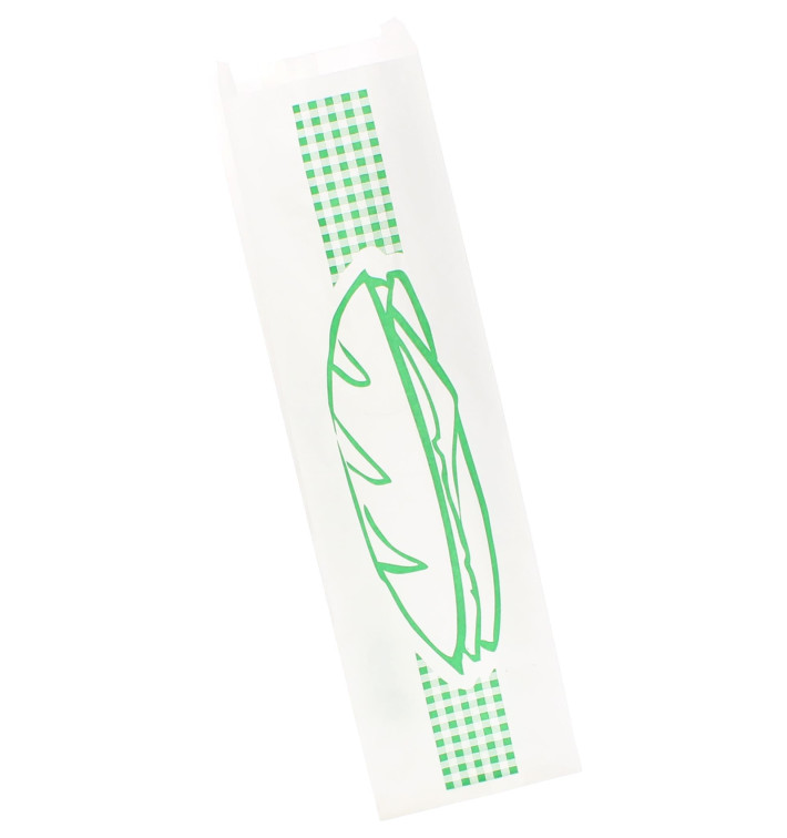 Papiertüten Baguettes Grün 9+5x32cm (1.000 Stück)