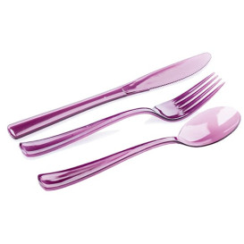 Besteckset Plastik 18-teilig Aubergine (1 Set)