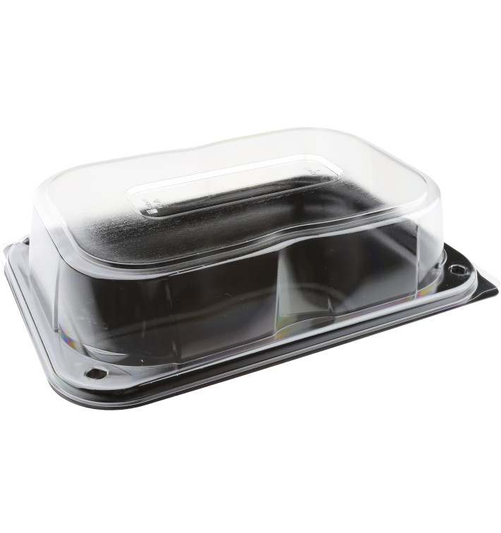 Plastikplatte rechteckig schwarz mit Deckel 24x17cm (5 Stück) Plastikplatte rechteckig schwarz mit Deckel 24x17cm (5 Stück)